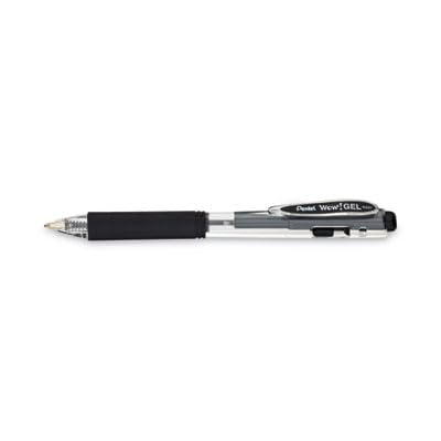 Pentel WOW! Bolígrafo de Gel Retráctil 0.7mm Línea Mediana Tinta Negra, Caja de 12 (K437-A)