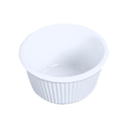 FSE ML507W1 Ramequin, capacité de 44 ml, diamètre de 6,35 cm, rond, cannelé, résistant aux chocs, lavable au lave-vaisselle, sans BPA, mélamine, blanc, NSF, paquet de 12