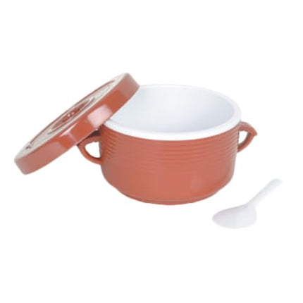 A-to-Z Supply T-111 Rice Container with Handles, 64oz, 10-1/2" Dia, Insulated, Rice Spoon Included, Plastic Body, Melamine Cover