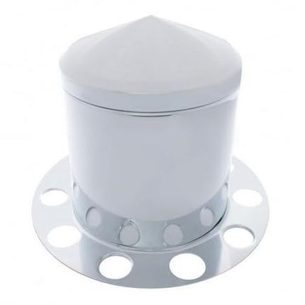United Pacific 10224 Kit de 3 Piezas de Tapa de Eje Trasero Puntiaguda Cromada con Tapa de Tuerca de 1-1/2" - Rueda de Acero