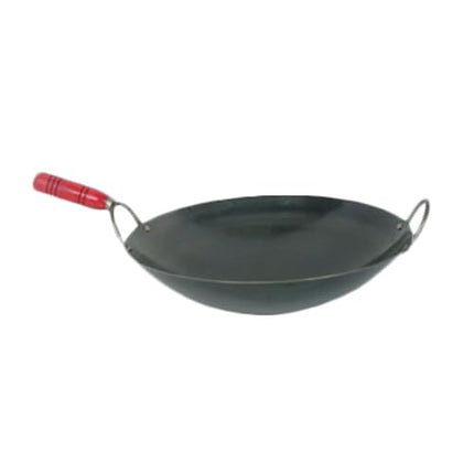 A-to-Z Supply IRWC007 Wok, 16" Diameter, 2 Round Riveted Handles, 1 with Wood, Iron