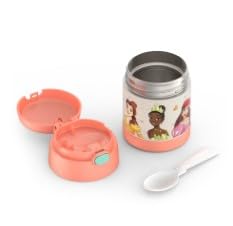 Thermos FUNTAINER Insulated Food Jar – 10 Ounce – Kid Friendly Food Jar with Foldable Spoon, Princesses
