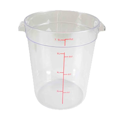 FSE PLRFT308PC Food Storage Container, 8 Quart, Round, Shatter and Scratch Resistant, -40° to 210° F Temperature Range, Polycarbonate, Clear, NSF