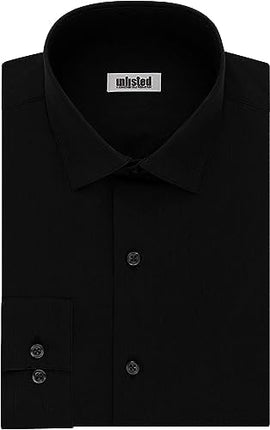 Kenneth Cole Men's Dress Shirt Slim Fit Solid, Black, 16"-16.5" Neck 36"-37" Sleeve