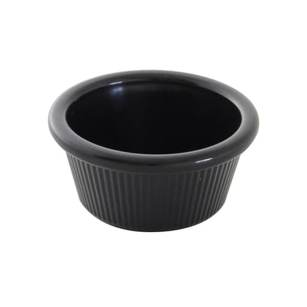 FSE PL531BL1 Ramequín, 3 oz., 3-1/8" Diám., Redondo, Estriado, Apto para Lavavajillas, Libre de BPA, Plástico, Negro, Paquete de 12