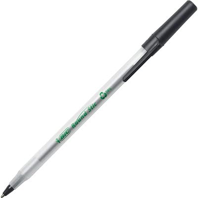 Bic Ecolutions Round Stic Ballpoint Pen, Medium Point (1.0mm), Black, 50-Count