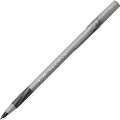 BIC Round Stic Grip Xtra Comfort Ballpoint Pen, Medium Point (1.2mm), Purple Ink - GSMG11PE (Pack of 12)
