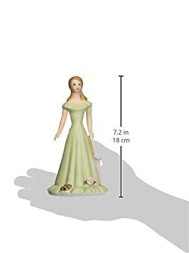 Enesco Growing Up Girls “Brunette Age 15” Porcelain Figurine, 7” Green