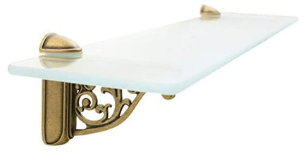 Glass Shelf Brackets 5 Inch 2PCS Heavy Duty Antique Brass Wall Bracket Baroque Kitchen Decorative Rack Shelves, Adjustable Shelf Brackets. (2,Antique Brass)