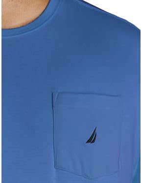 Nautica Men's Solid Crew Neck Short-Sleeve Pocket T-Shirt, Monaco Blue, 5X Tall