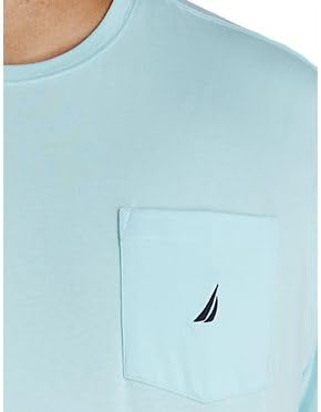 Nautica Men's Big and Tall Solid Crew Neck Short Sleeve Pocket T-Shirt, Bright Aqua, 1X