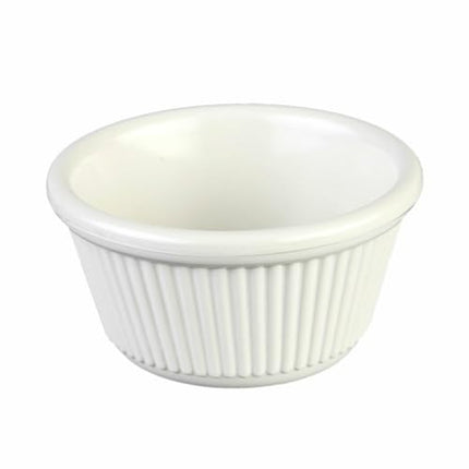 FSE ML532B1 Ramekin, 4 oz. Capacity, 3-3/8" Dia., Round, Fluted, Break-Resistant, Dishwasher Safe, BPA Free, Melamine, Bone, NSF, Pack of 12