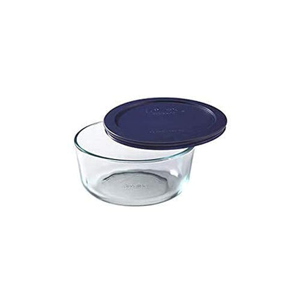Pyrex Simply Store Glass Round Food Container Set with Blue Lids (6-Piece)