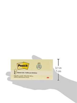 Notes Post-it 100 % recyclées, 76 mm x 76 mm, 12 Blocs, les notes adhésives préférées des Américains, Jaune Canari, se retirent proprement (R330RP-12YW)