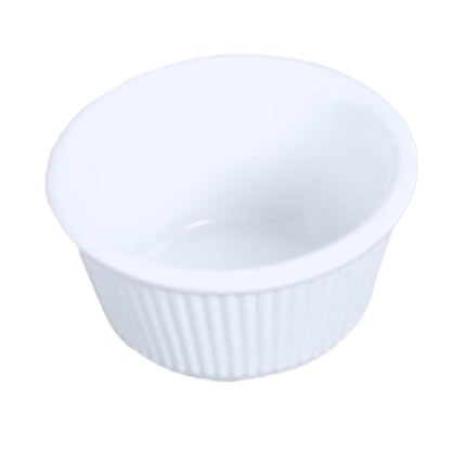 FSE ML533W1 Ramequin cannelé rond incassable, résistant au lave-vaisselle, sans BPA, mélamine, blanc, NSF (Paquet de 12)