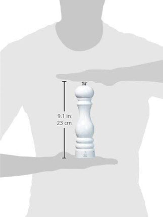 PEUGEOT - Paris u'Select 22 cm Pepper Mill - 6 Predefined Grind Settings - Made with PEFC Certified Wood - Made in France - Glossy White Finish