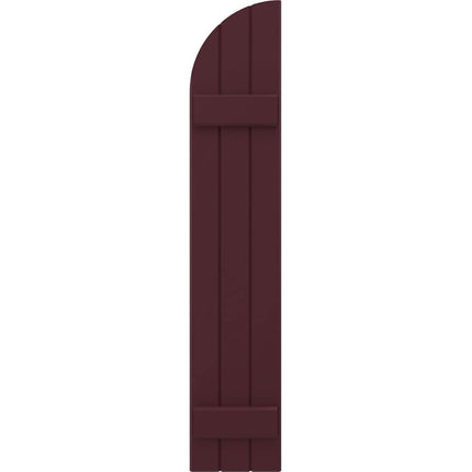 Ekena Millwork ARW101BQ311X31WRH Americraft Three 2 Exterior Real Wood Joined Board-n-Batten Shutters w/Arch Top (Per Pair), 10 1/2"W x 31"H, Wine Red