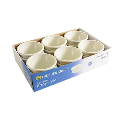 FSE ML531B1R Ramekin, 3 oz. Capacity, 3-1/8" Dia., Round, Fluted, Break-Resistant, Dishwasher Safe, BPA Free, Melamine, Bone, NSF, Pack of 12