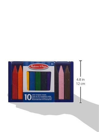 Melissa & Doug Jumbo Triangular Crayons - 10-Pack, Non-Roll, Flip-Top Case