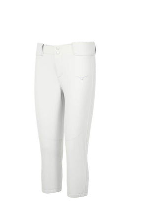 Mizuno Girls Belted Stretch Softball Pant, White, 