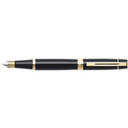 Sheaffer 300 - Refillable fountain pen, fine nib, glossy black, gold tone trim