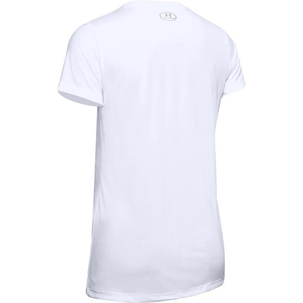 Under Armour Women's Tech V-Neck Twist Short-Sleeve T-Shirt, White/Metallic Silver, X-Large