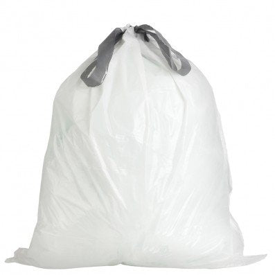 Plasticplace Custom Fit Trash Bags │ simplehuman (x) Code D Compatible (100 Count) │ White Drawstring Garbage Liners 5.3 Gallon / 20 Liter │ 15.75" x 28"
