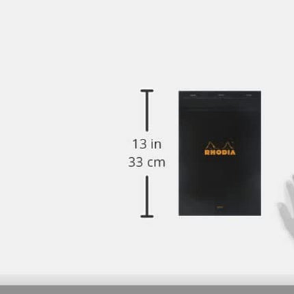 RHODIA 190009C - Stapled Notepad N°19 Black - A4+ - 80 Detachable Sheets - Plain White Clairefontaine Paper 80 g/m - Soft, Resistant and Waterproof Coated Card Cover - Basics