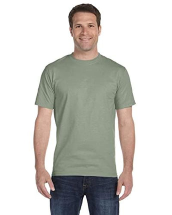 Hanes Men's Essential-t Cotton T-Shirt, Athletic Crimson_Discontinued, Stonewash Green - 4 Pack, Large