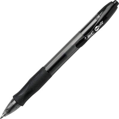 BIC Gel-ocity Original Black Gel Pens, Medium Point (0.7mm), 12-Count Pack, Retractable Gel Pens With Comfortable Grip