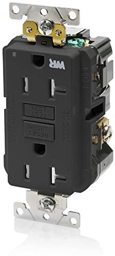 Leviton G5262-WTE 15A-125V Extra-Heavy Duty Industrial Grade Weather/Tamper-Resistant Duplex Self-Test GFCI Receptacle, Black, 15-Amp