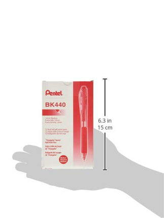 Pentel BK440 Retractable Ballpoint Pen and Ergonomic Triangular Grip Zone Pack of 12 red