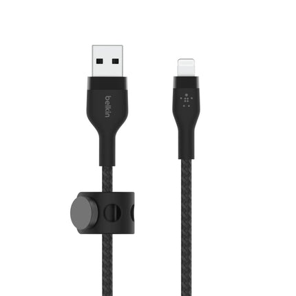 Belkin BoostCharge Pro Flex Braided USB Type A to Lightning Cable (3M/10FT), MFi Certified Charging Cable for iPhone 14/14 Plus, 13, 12, Pro, Max, Mini, SE, iPad and More - Black
