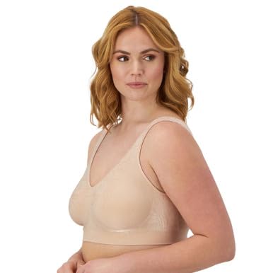 Bali Women's Comfort Revolution Non-Wired, Seamless Bra, 2 Layer Cups, ComfortFlex Fit, Opaque, Almond Aztec, XL