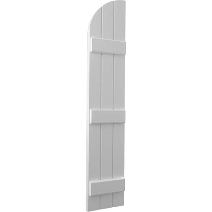 Ekena Millwork ARW401BQ311X33PRH Americraft Three 3 Exterior Real Wood Joined Board-n-Batten Shutters w/Arch Top (Per Pair), 10 1/2"W x 33"H, Primed