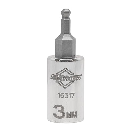Mayhew Tools 16023 Metric Ball Hex Socket Bit Set, 7-Piece, Polished Chrome