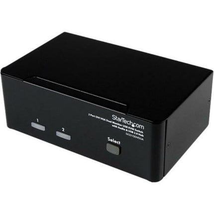 StarTech 2-Port Dual-Monitor DVI and VGA KVM Switch, USB Hub, Audio