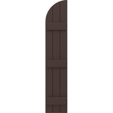 Ekena Millwork ARW401BQ311X37TBH Americraft Three 3 Exterior Real Wood Joined Board-n-Batten Shutters w/Arch Top (Per Pair), 10 1/2"W x 37"H, Raisin Brown