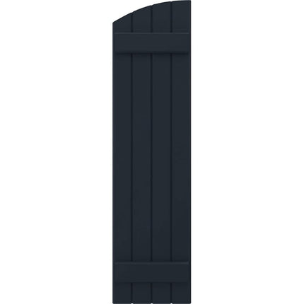 Ekena Millwork ARW101BE414X38OBH Americraft Four 2 Exterior Real Wood Joined Board-n-Batten Shutters w/Elliptical Top (Per Pair), 14"W x 38"H, Starless Night Blue