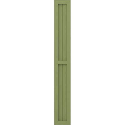 Ekena Millwork ARW101BF207X35MGH Americraft Exterior Real Wood Two Equal Panel Framed Board-n-Batten Shutters (Per Pair), 7"W x 35"H, Moss Green
