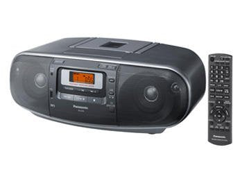 Radiocasetera Panasonic RX-D55GC-K - Estéreo portátil de alta potencia AM/FM, CD MP3, radiograbadora con USB y puerto de música de sonido con 4 altavoces de 2 vías (Negro)