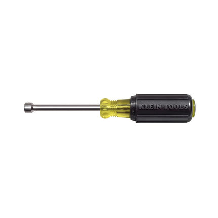 Klein Tools 630-1/4M Nut Driver, Made in USA, 1/4-Inch Magnetic Tip Nut Driver with 3-Inch Hollow Shaft, Cushion Grip Handle