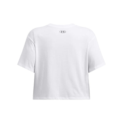 Under Armour Womens Boxy Crop Logo Short Sleeve T, (100) White / / Black, XXS