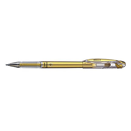Pentel Arts Slicci Liquid Gel Rollerball Pen, Art, Sketching, Journaling, 0.8mm, Bold Point, Metallic Gold Ink, BG208X, Box of 12