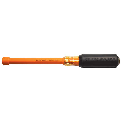 KLEIN TOOLS 646-1/2-INS Insulated Nut Driver, 1/2-Inch Hex, Cushion Grip Handle, 6-Inch Round Hollow Shaft