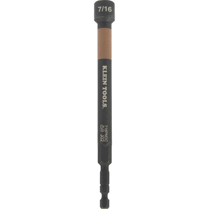 Klein Tools 716PNDC 7/16-Inch Magnetic Color-Coded Power Nut Setter, SAE, Impact-Rated Hex Nut Driver with 5-Inch Extended Reach Shaft