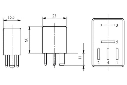 Bosch 0332201107 Micro Relay 12V 30A, IP5K4, Operating Temperature from -40 Degree to 100 Degree C, 5 Pin Relay