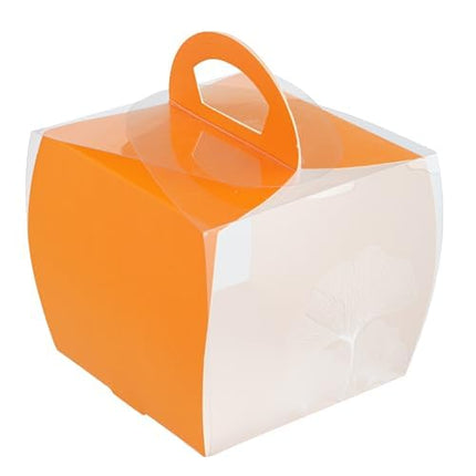 Restaurantware-4 Inch x 4.25 Inch Individual Cupcake Boxes, 100 Disposable Cupcake Display Boxes - with Handle, Leaf Accent, Clear Plastic Single Cupcake Containers, for Weddings Or Birthdays