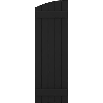 Ekena Millwork ARW101BE518X39BLH Americraft Five 2 Exterior Real Wood Joined Board-n-Batten Shutters w/Elliptical Top (Per Pair), 17 1/2"W x 39"H, Black