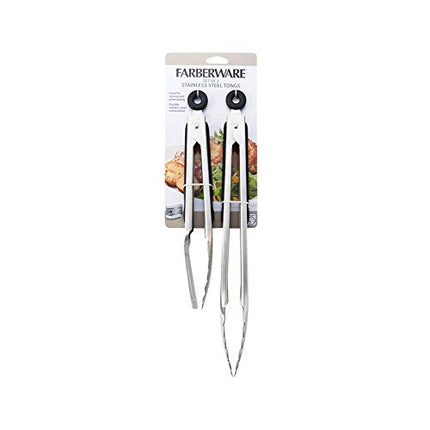 Farberware Classic Stainless Steel Tongs, Set of 2, Black